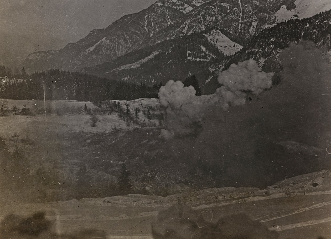 Album: My World War Memories of the South-Western Front in Carinthia, Italy, Trentino-Alto Adige 31/03/1915-12/11/1918: Bombings (b/w photo) by Josef Zohles