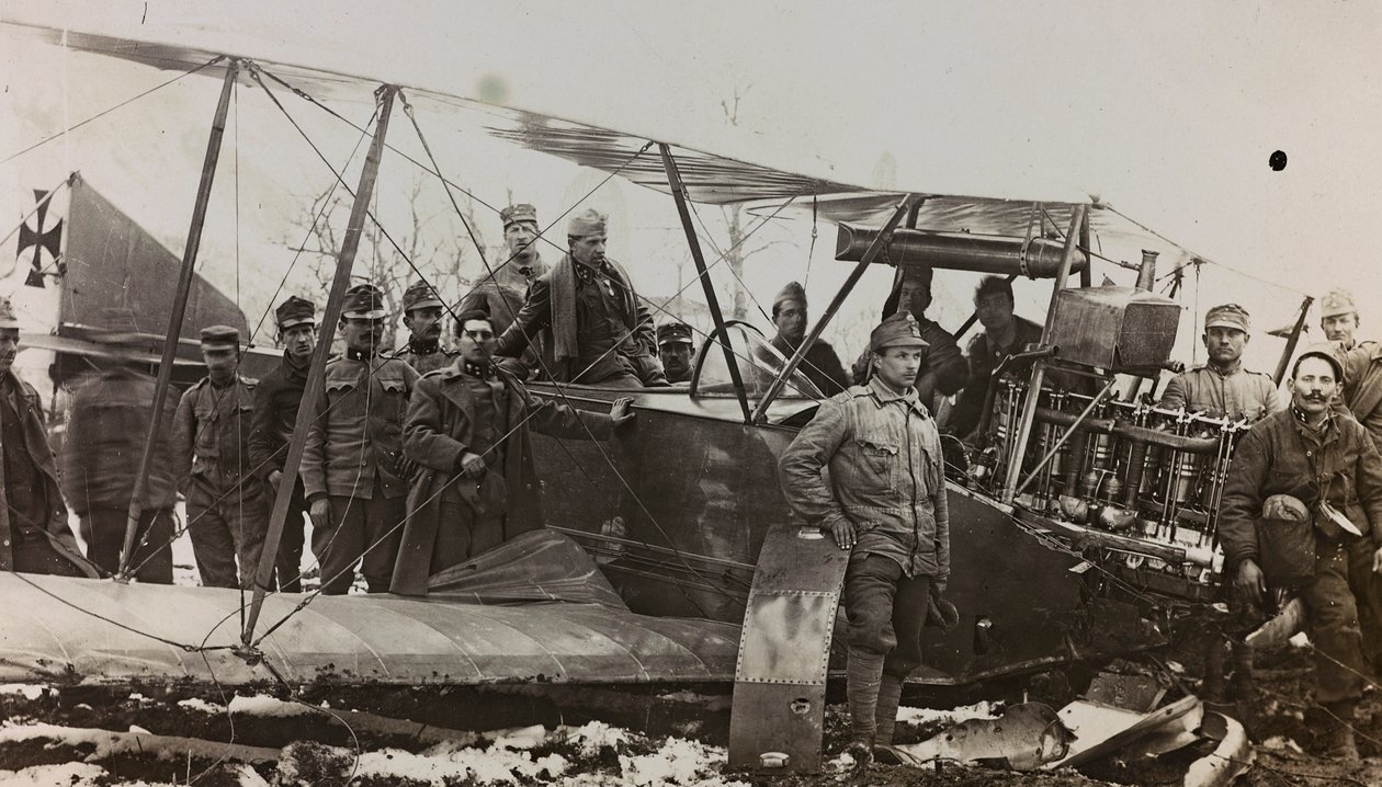 Album: My World War Memories of the South-Western Front in Carinthia, Italy, Trentino-Alto Adige 31/03/1915-12/11/1918: Austrian Soldiers with a Military Vehicle (b/w photo) by Josef Zohles
