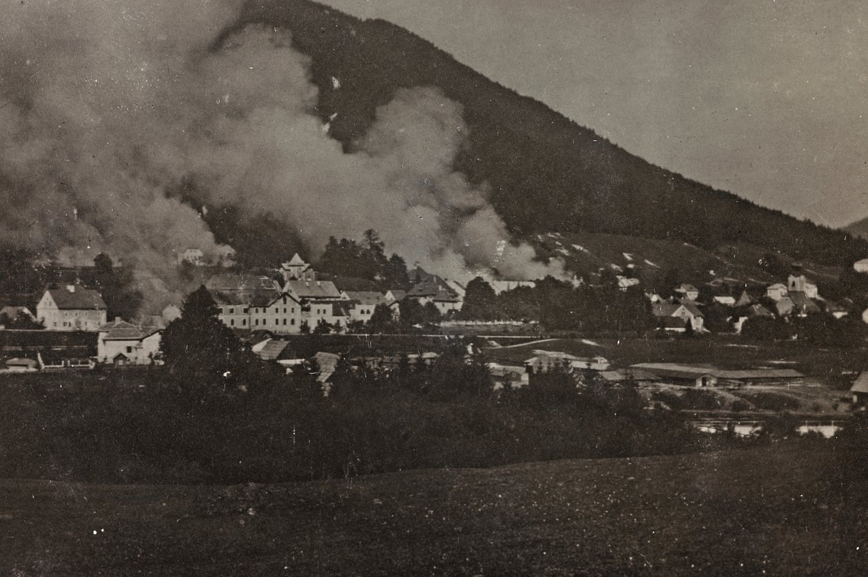 Album "Meine weltkriegs - Erinnerungen South-West Front (Carinthia, Italy, South Tyrol) 31/03/1915-12/11/1918 - Josef Zohles Wien": bombings in Tarvisio by Josef Zohles