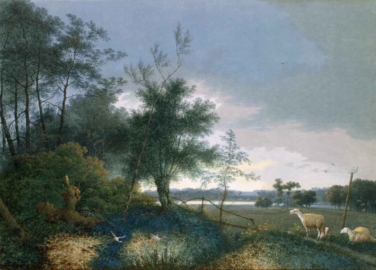 Landscape with a Fox Chasing Geese by Joseph August Knip