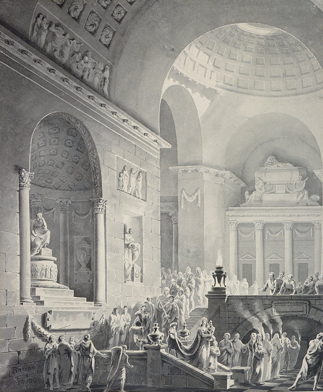 Scene in a Classical Temple: Funeral Procession of a Warrior by Joseph Charles Barrow