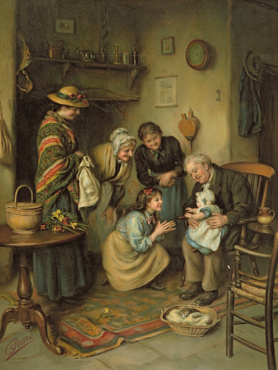 Family Worship, from the Pears Annual, 1911 by Joseph Clark