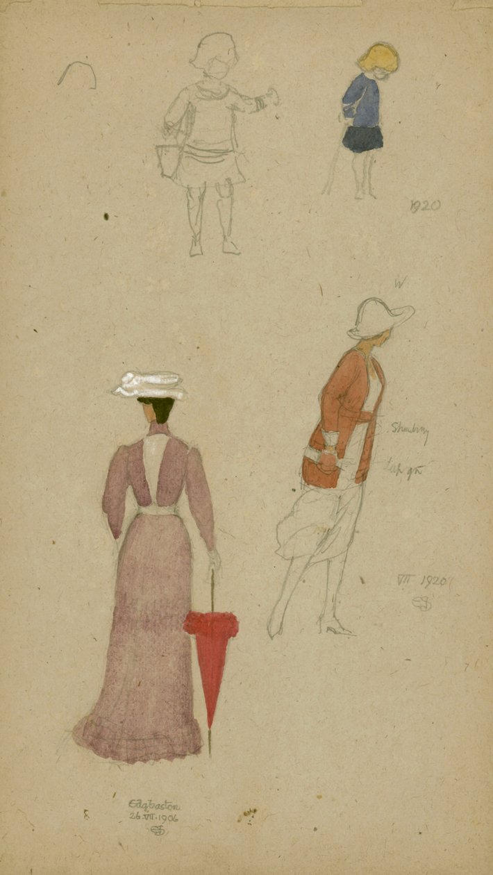 Study of Women with Hats and Child by Joseph Edward Southall