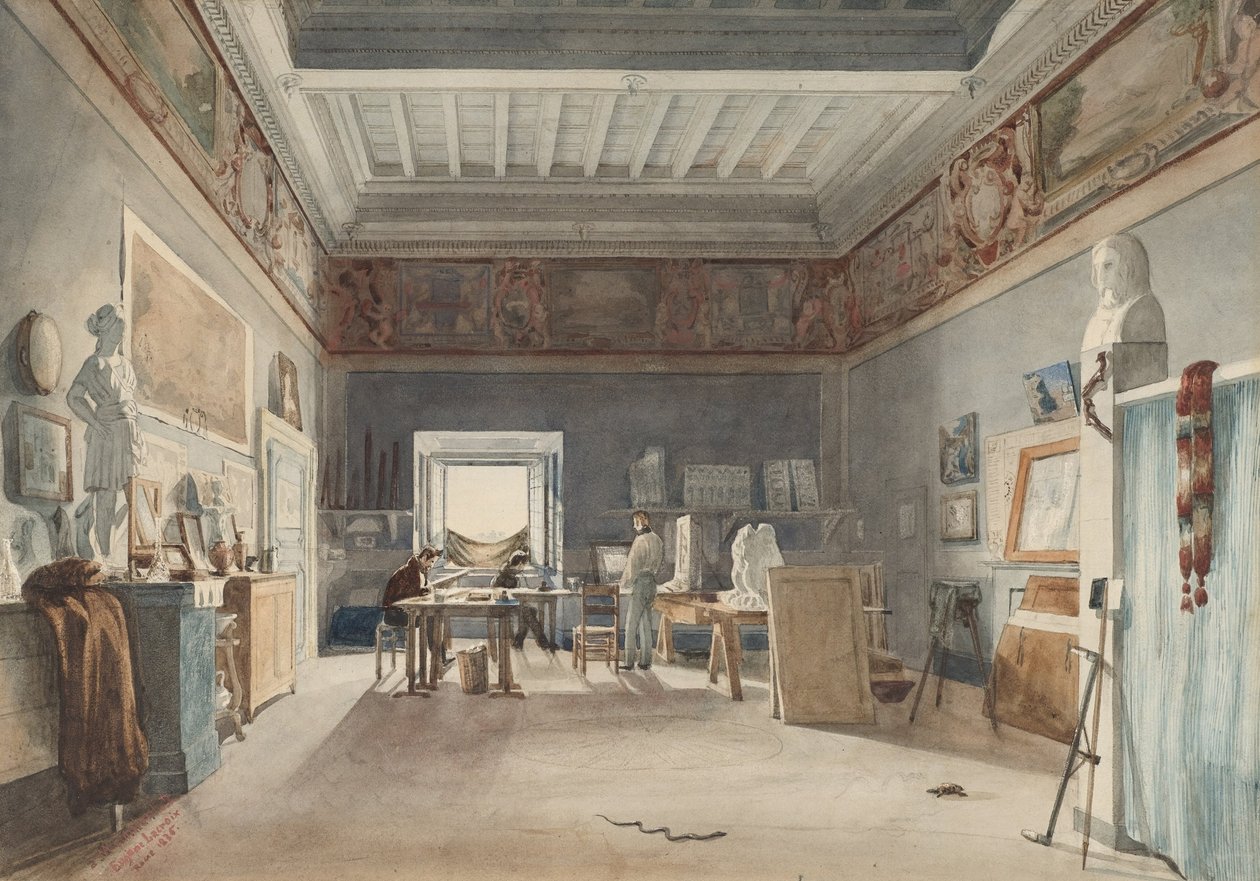 A Studio in the Villa Medici, Rome by Joseph Eugène Lacroix