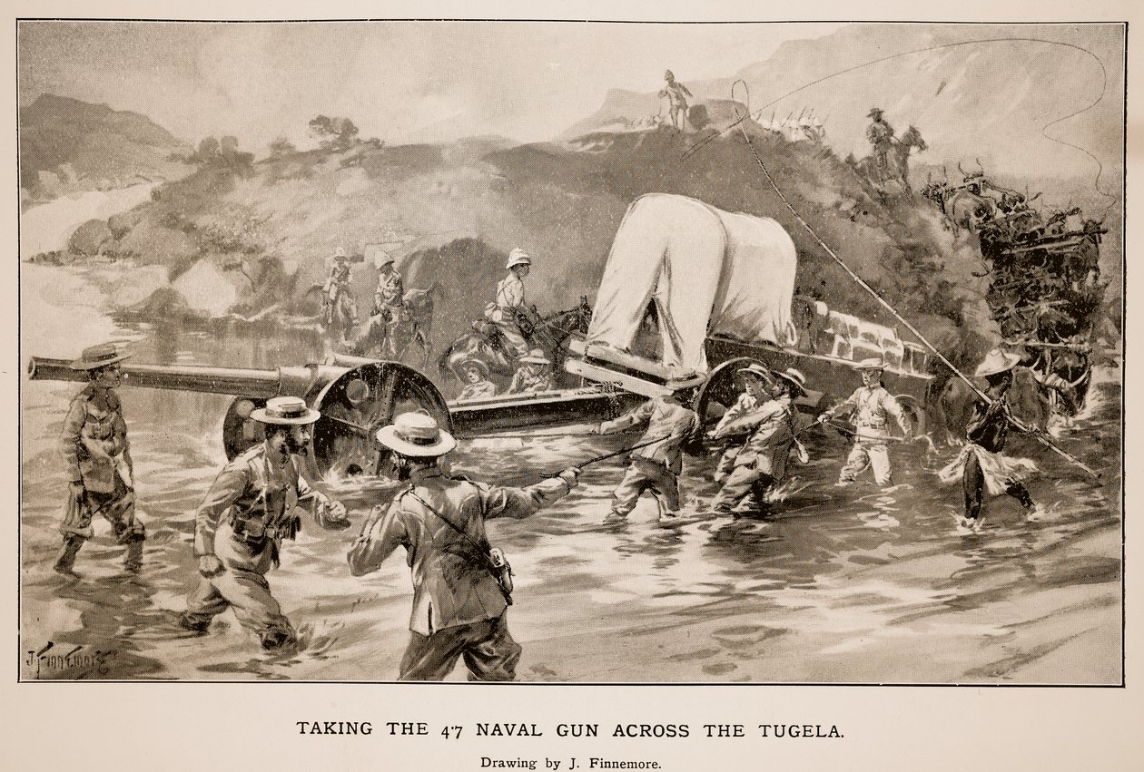 Taking the 47 naval gun across the Tugela by Joseph Finnemore