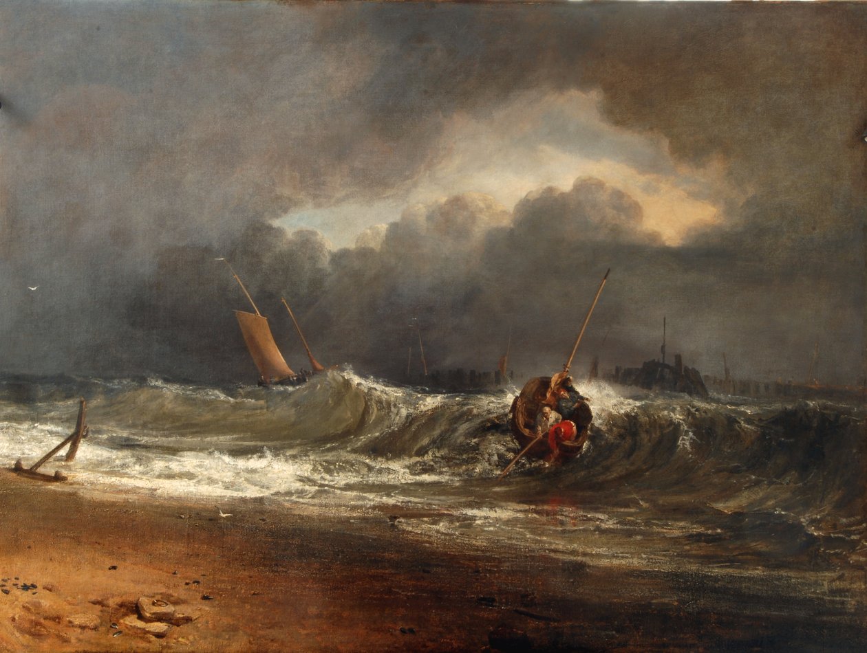 Fishermen upon a lee-shore in squally weather by Joseph Mallord William Turner