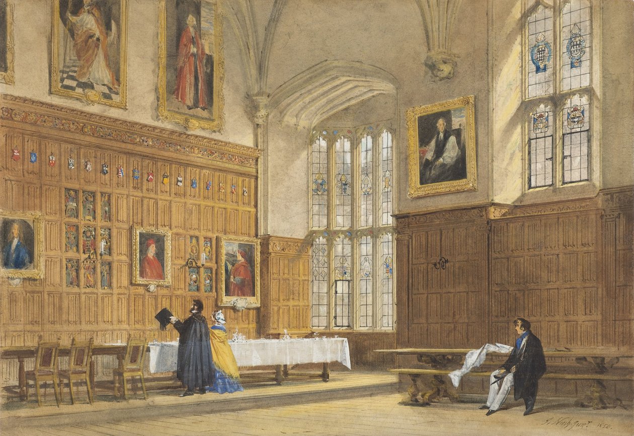 View of the Dining Hall in Magdalen College, Oxford by Joseph Nash