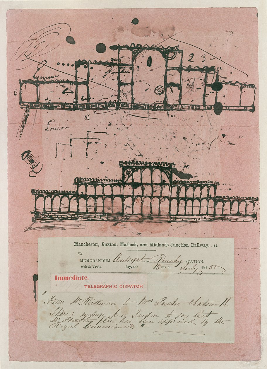 Great Exhibition, 1851: first sketch for the building, 1850 by Joseph Paxton