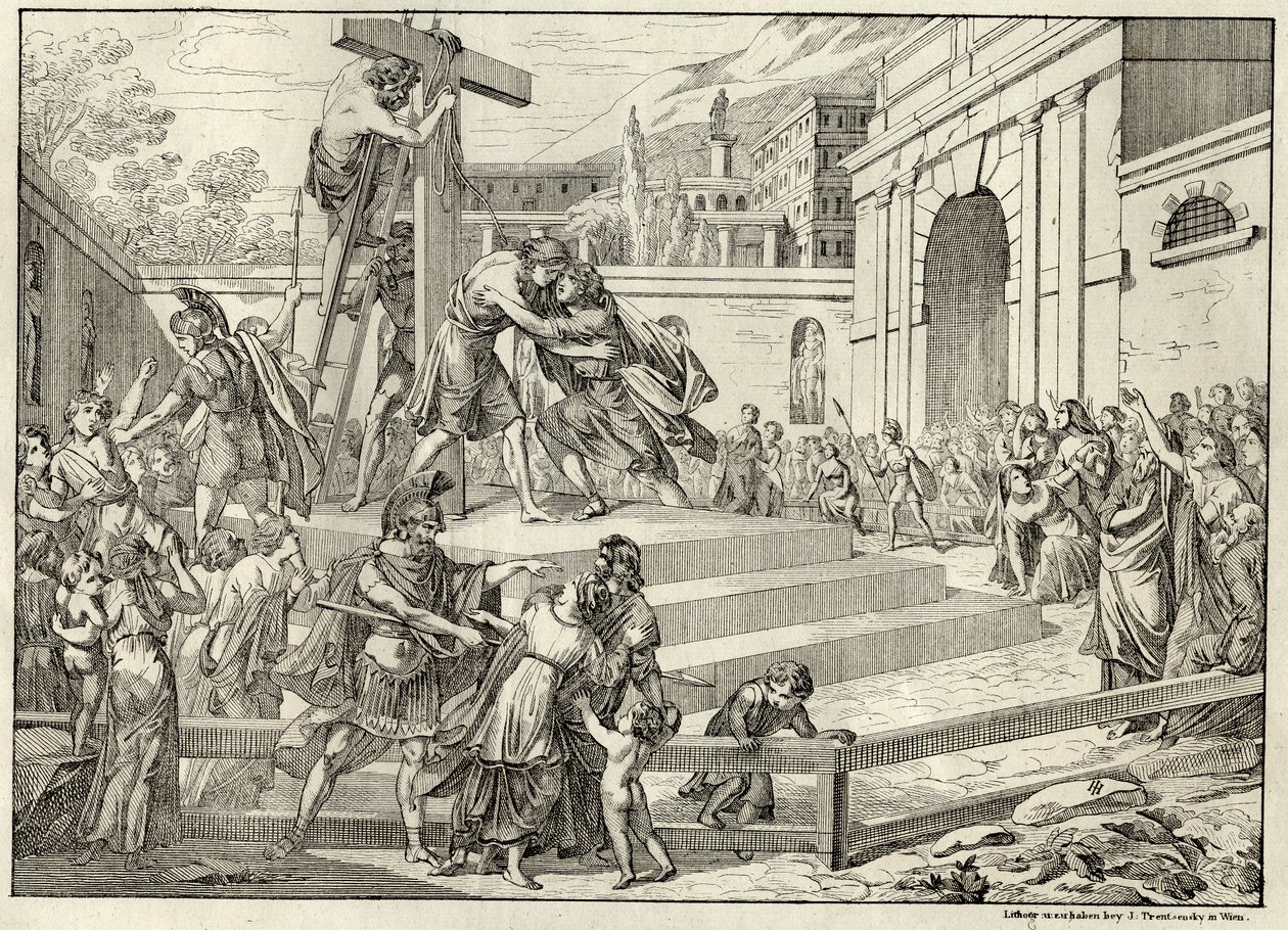 Illustration of the Ballad Die Bürgschaft by Friedrich Schiller by Joseph Trentsensky