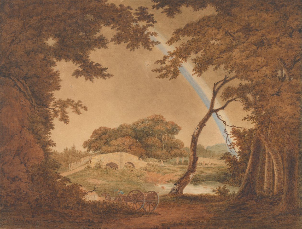 Landscape with Rainbow, View near Chesterfield by Joseph Wright of Derby
