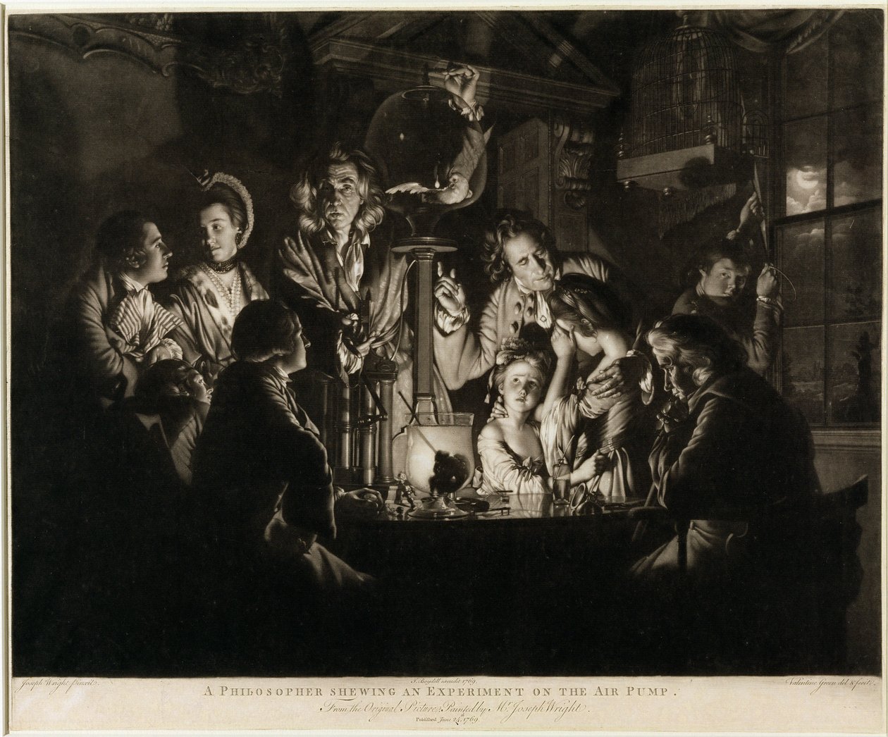 A Philosopher Shewing an Experiment on the Air Pump, engraved by Valentine Green by Joseph Wright of Derby