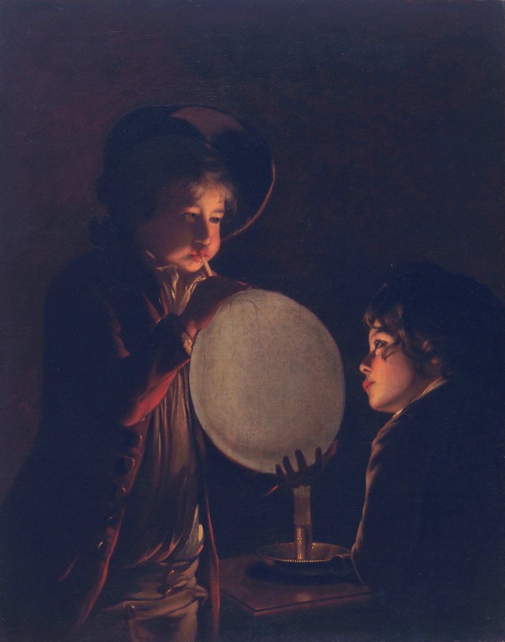 Two boys by candlelight, blowing a bladder, c.1767-73 by Joseph Wright of Derby