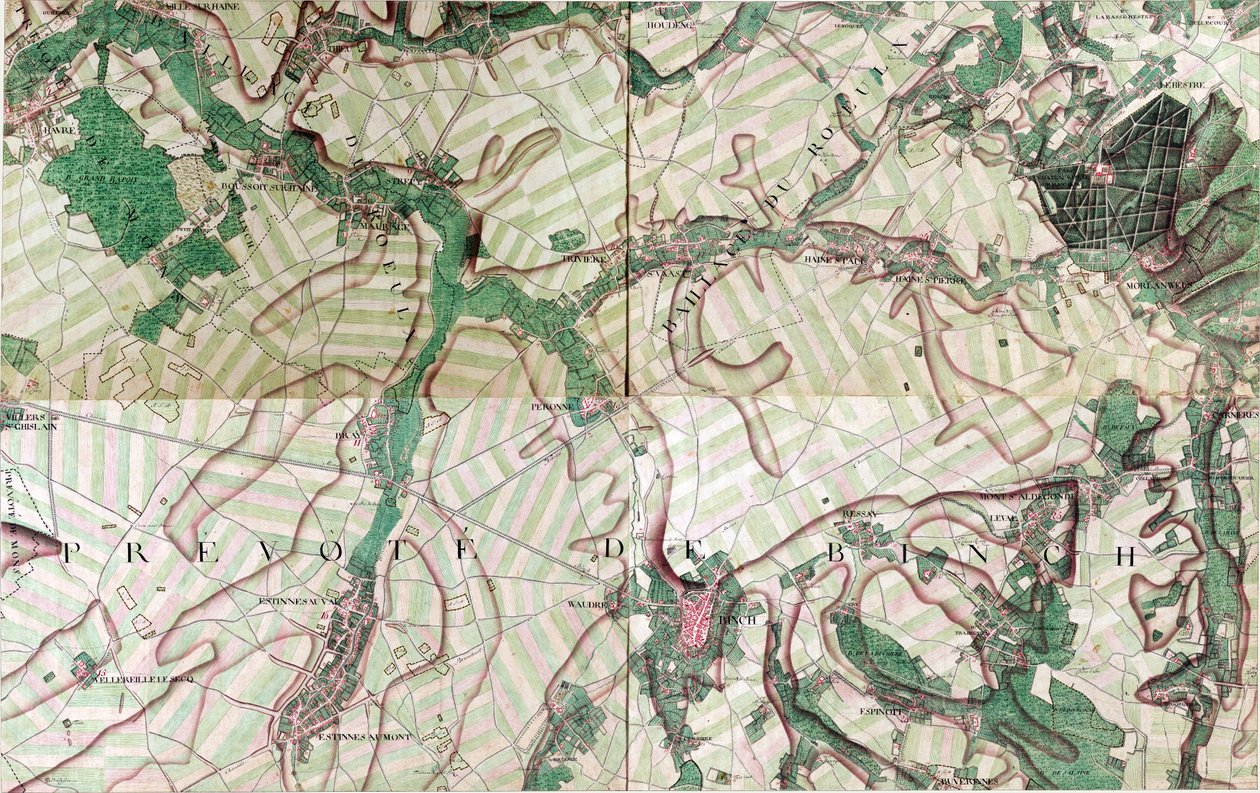 Map of Binche, Belgium by Joseph de Ferraris