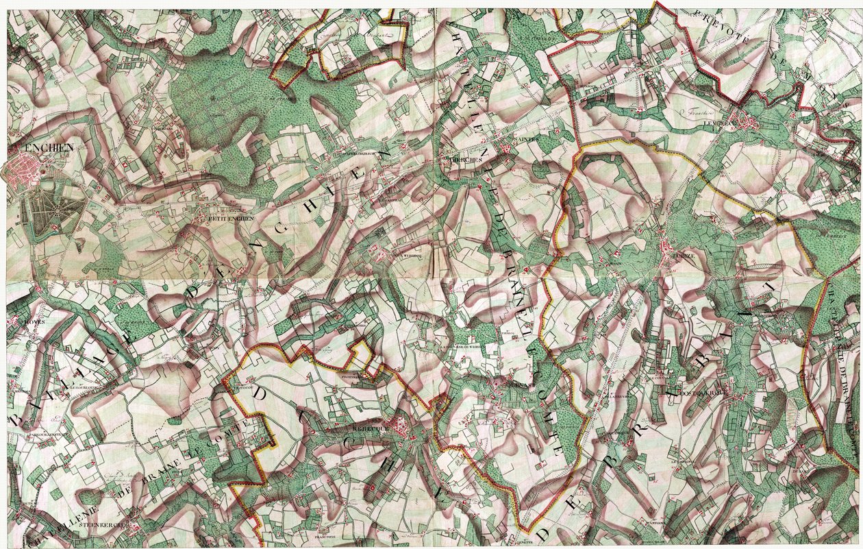 Map of Enghien, Belgium by Joseph de Ferraris