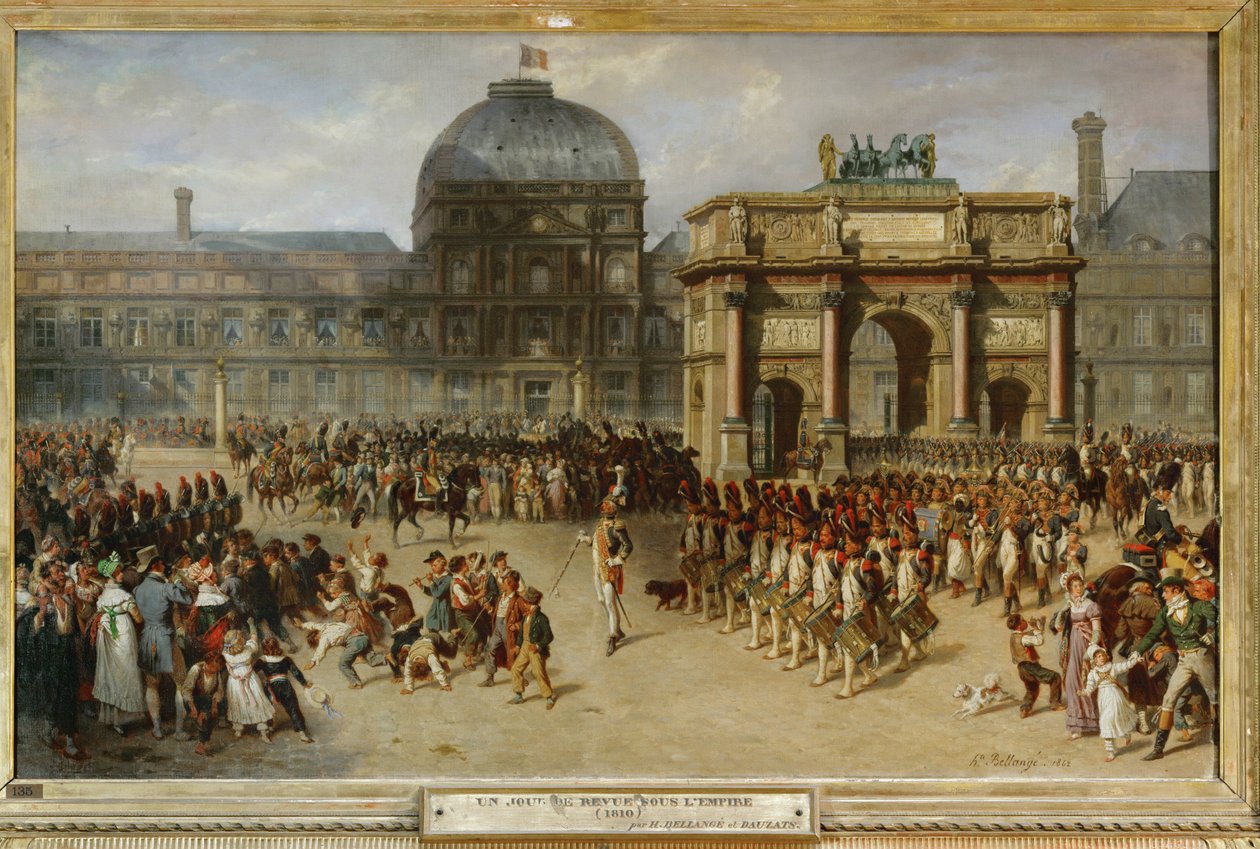 Military review in front of the Tuileries palace, Paris, in 1810 by Joseph-Louis-Hippolyte Bellange