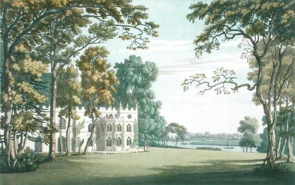 The House, gardens and lake at Strawberry Hill, engraved by J.C. Stadler by Joseph (after) Farington