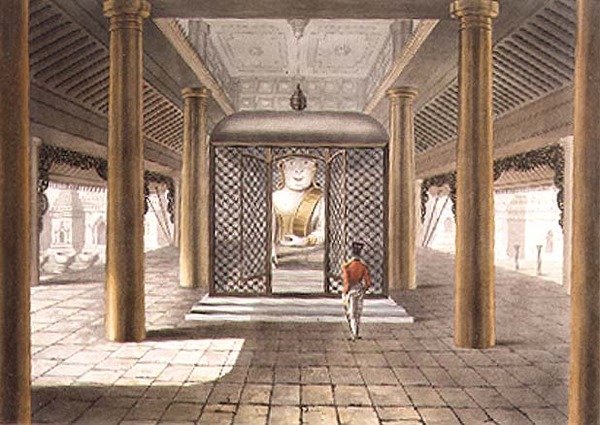 A Soldier Standing in a Rangoon Temple, engraved by George Hunt by Joseph (after) Moore