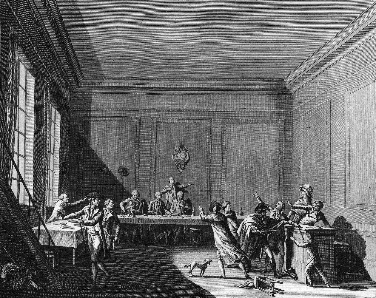 Assassination of depute Louis Michel Lepeletier, Marquis of Saint Fargeau by Joseph (after) Swebach Desfontaines