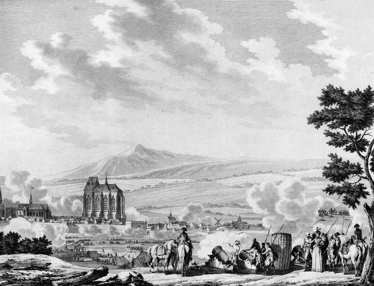French revolution and arrival of the counter-revolutionary forces of the Austrian army: Bombardment of the city of Lille by Joseph (after) Swebach Desfontaines
