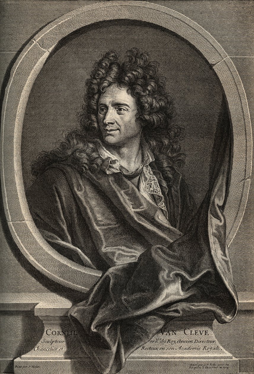Portrait of Corneille Van Cleve French Sculptor (1645-1732) - Engraving by Poilly After the Painting by Joseph Vivien. by Joseph (after) Vivien