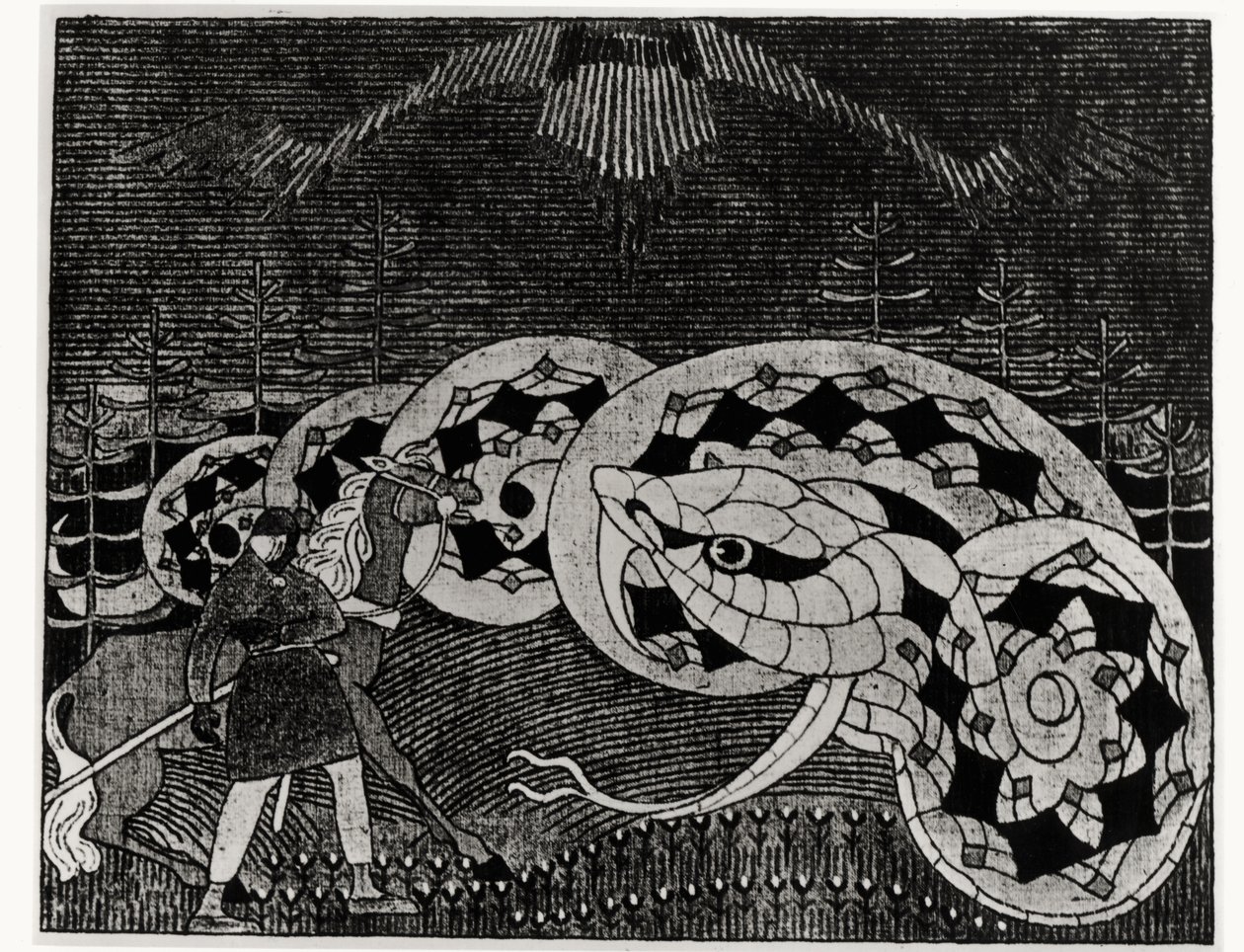 Seppo Ilmarinen Ploughing the Field of Snakes, Illustration from 