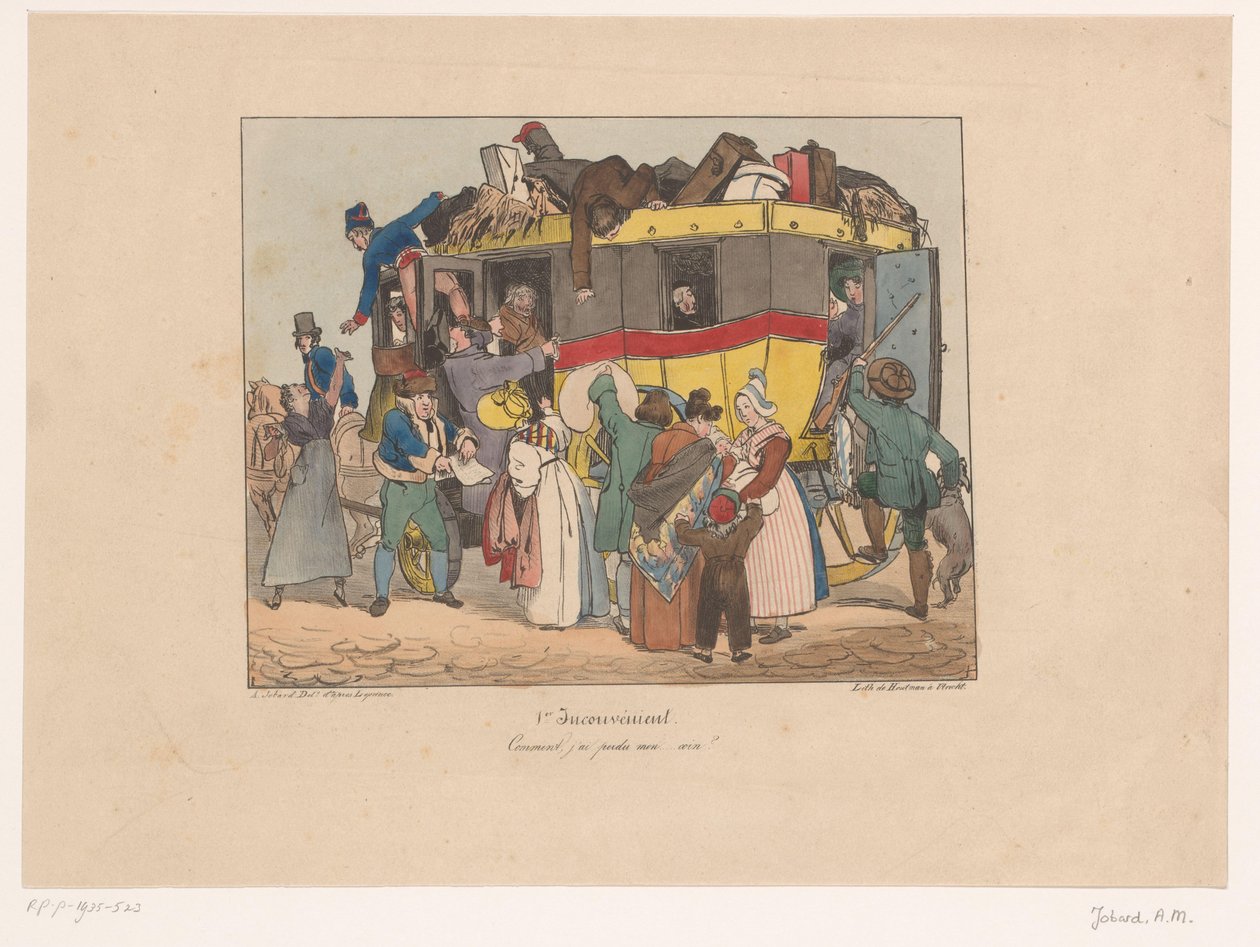 Passengers Trying to Board a Full Omnibus (Inconveniences) by Joseph Ambroise Jobard