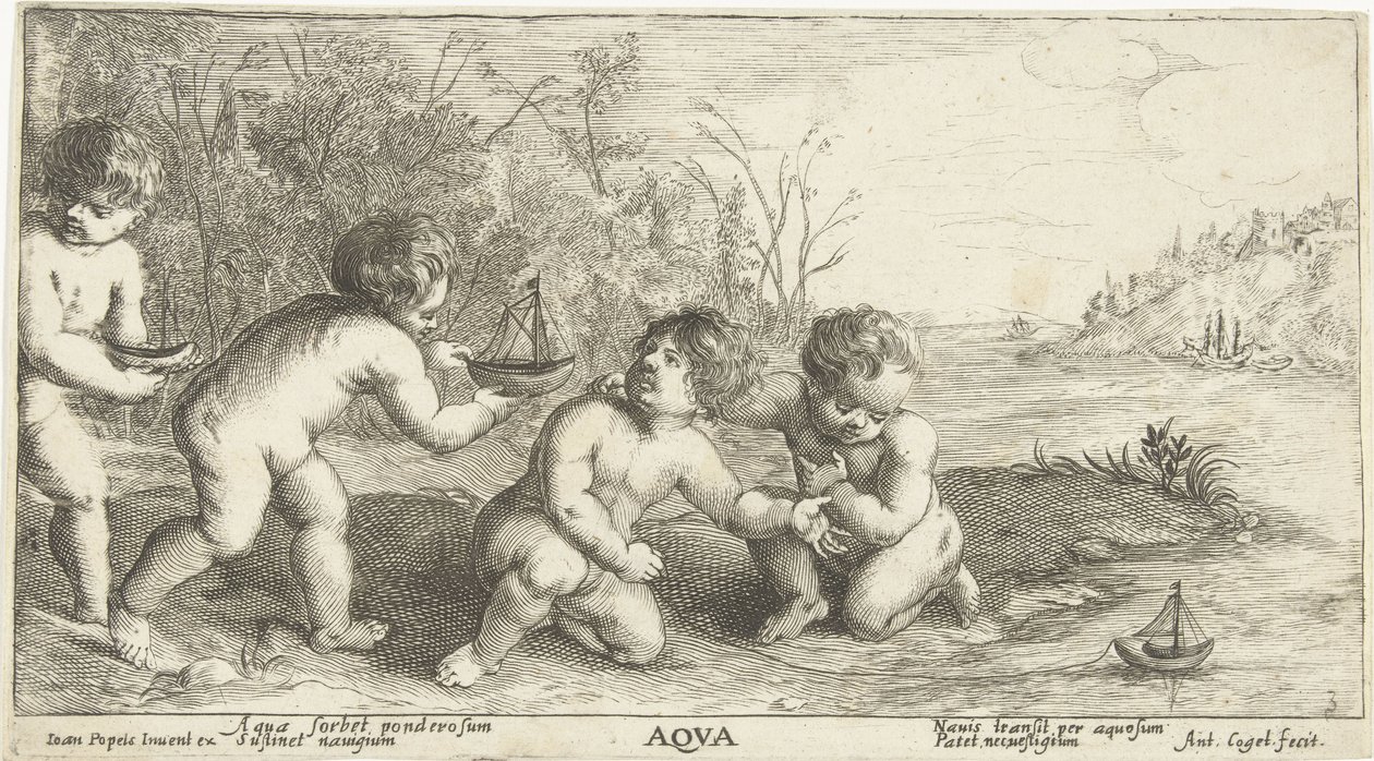Children Playing with Boats by Joseph Antoine Cochet