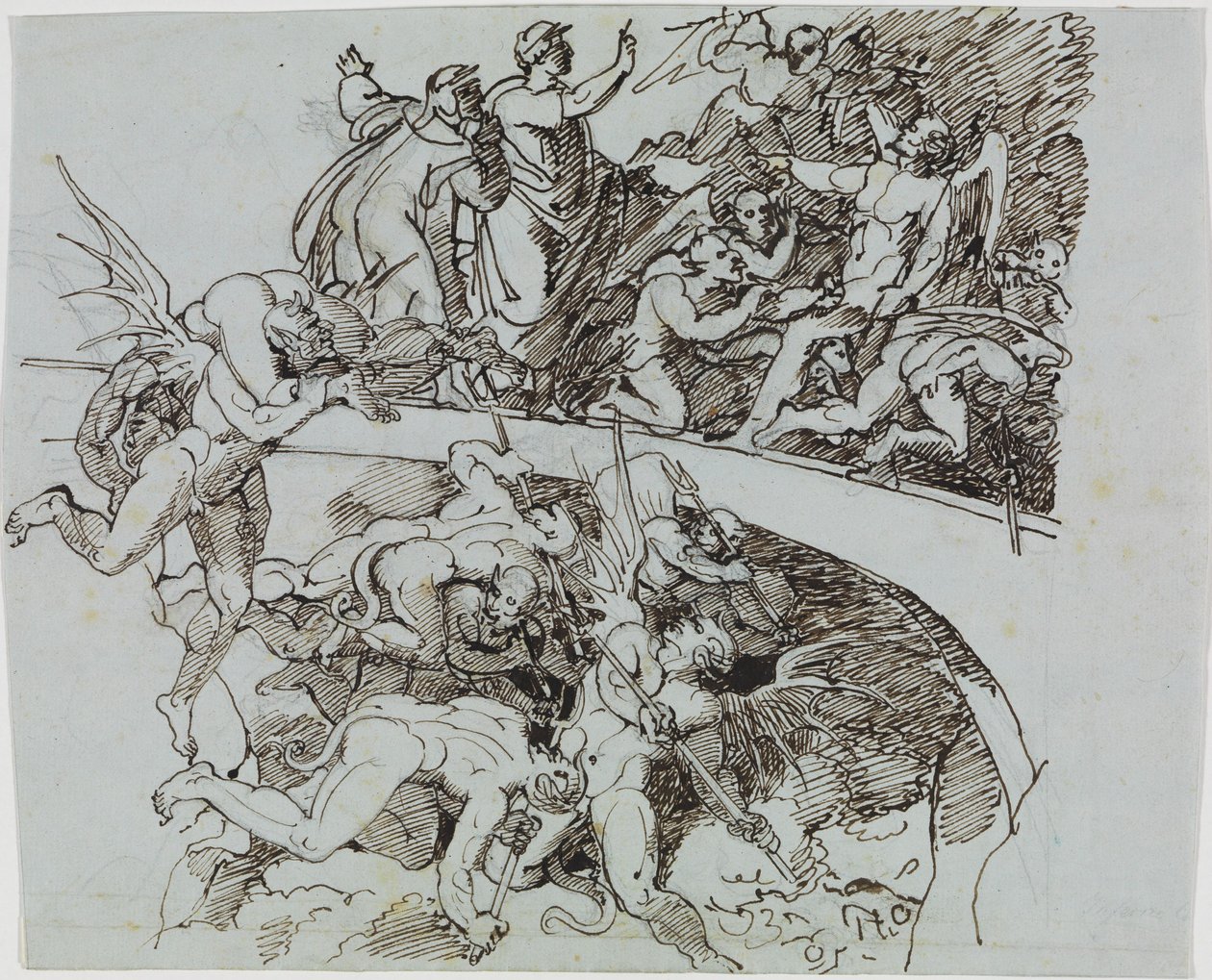 At the Pitch Lake of the Merchant, the Councilman of Lucca (Dante Inferno, Canto 21, V 34) by Joseph Anton Koch
