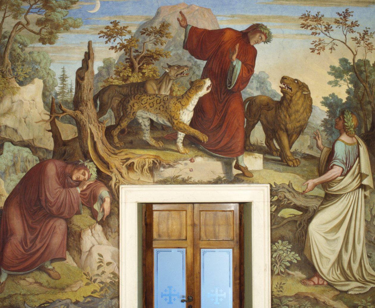Dante Sleeping, Attacked by Wild Beasts, and Encountering Virgil by Joseph Anton Koch