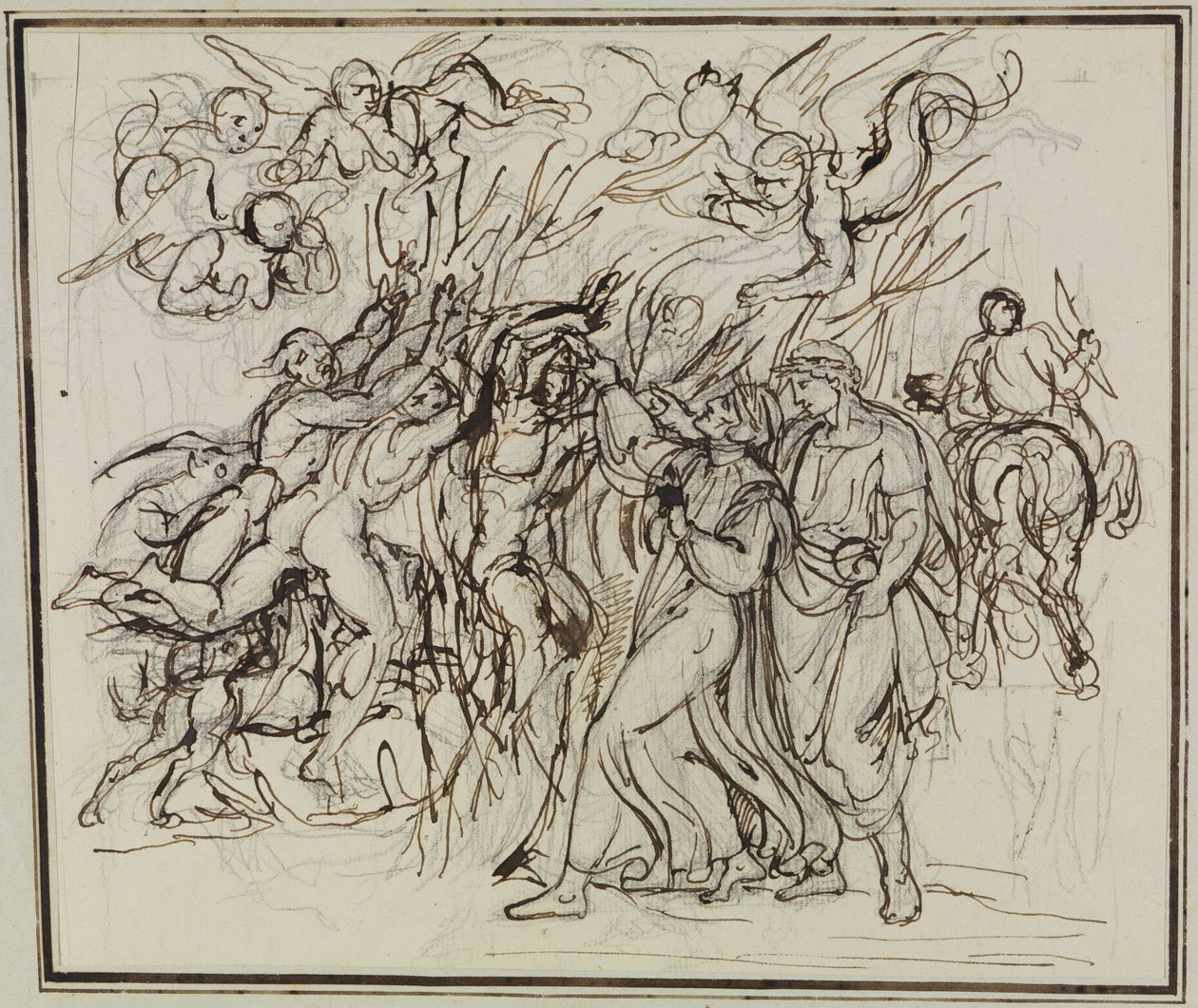 Dante and Virgil in the Forest of Suicides (Dante Inferno, Canto 13, V 31) by Joseph Anton Koch
