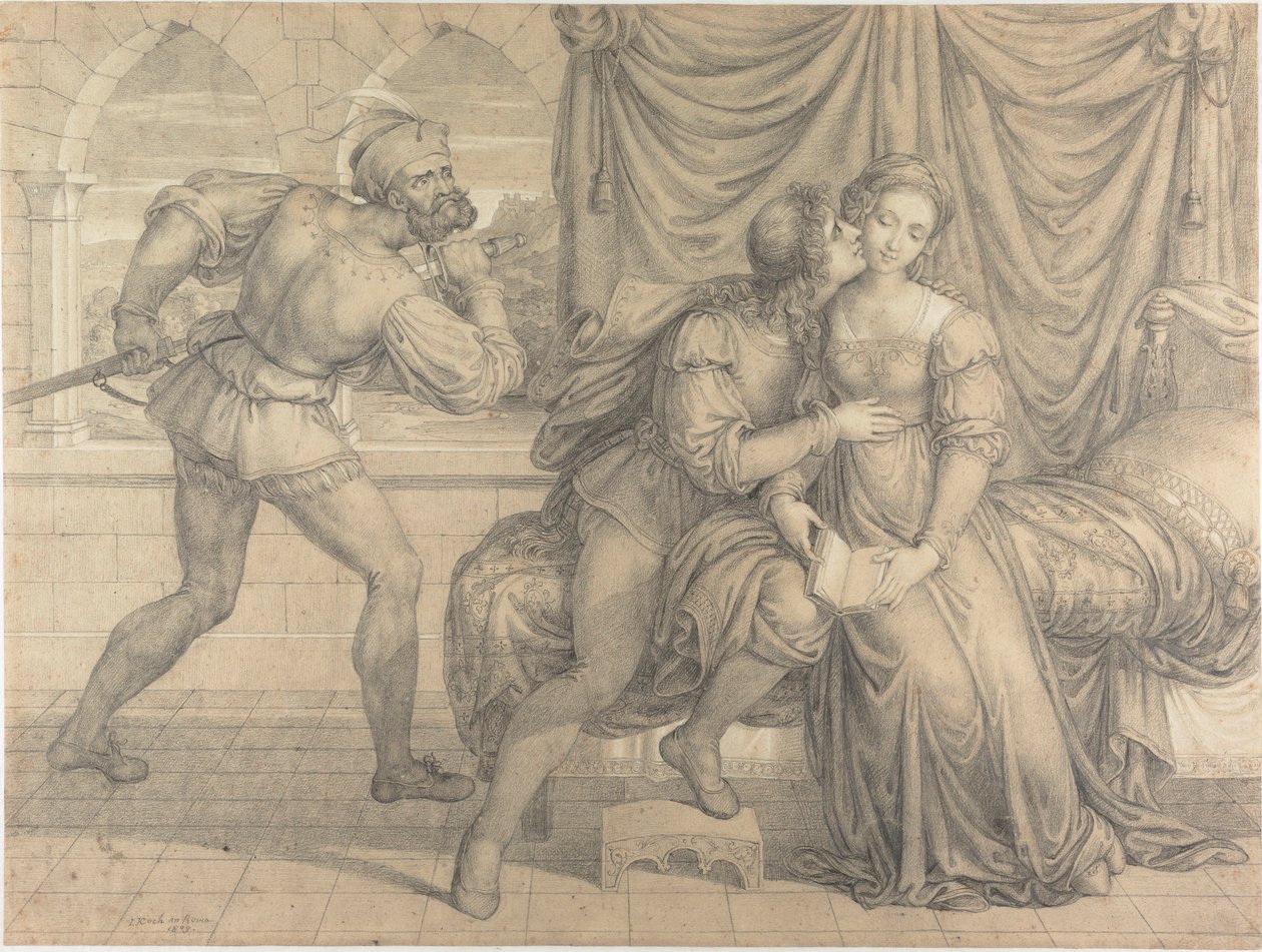 Paolo and Francesca, Surprised by Gianciotto Malatesta by Joseph Anton Koch