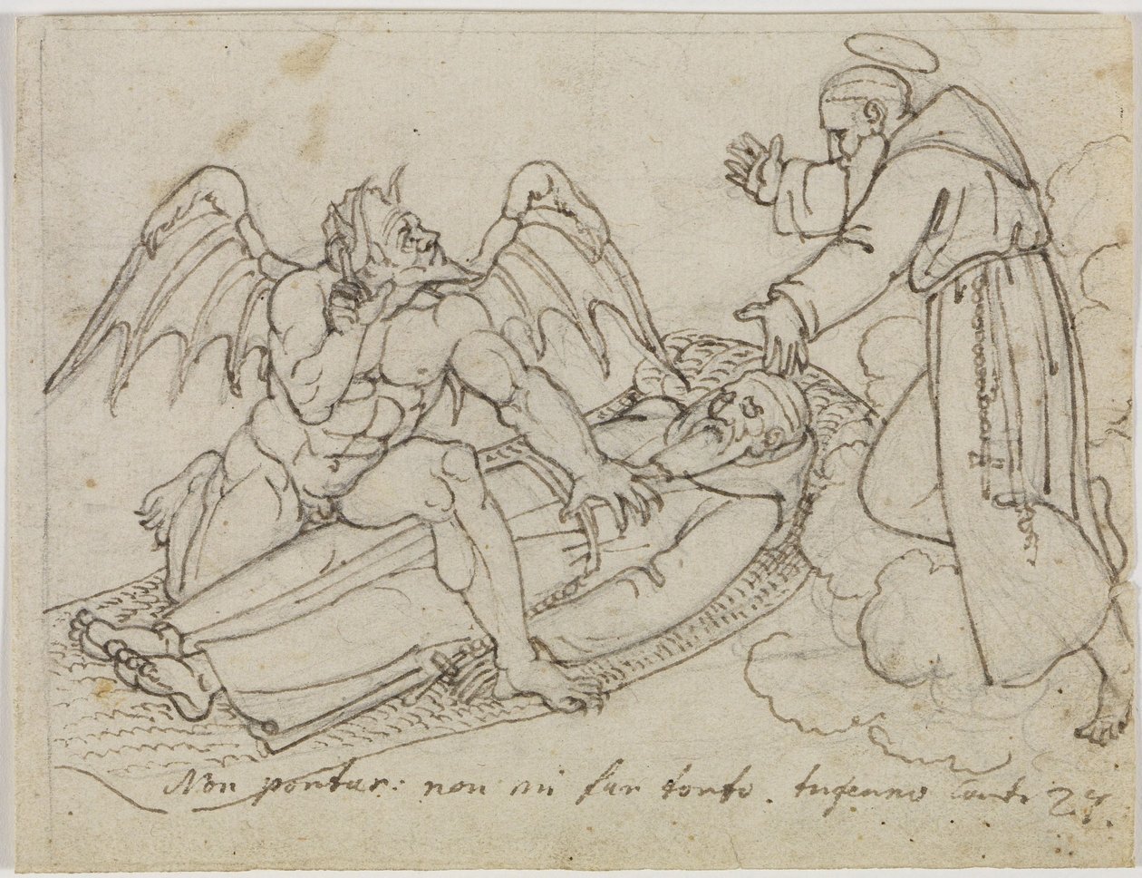Sketch for Guido da Montefeltro (Dante Inferno, Canto 27) by Joseph Anton Koch