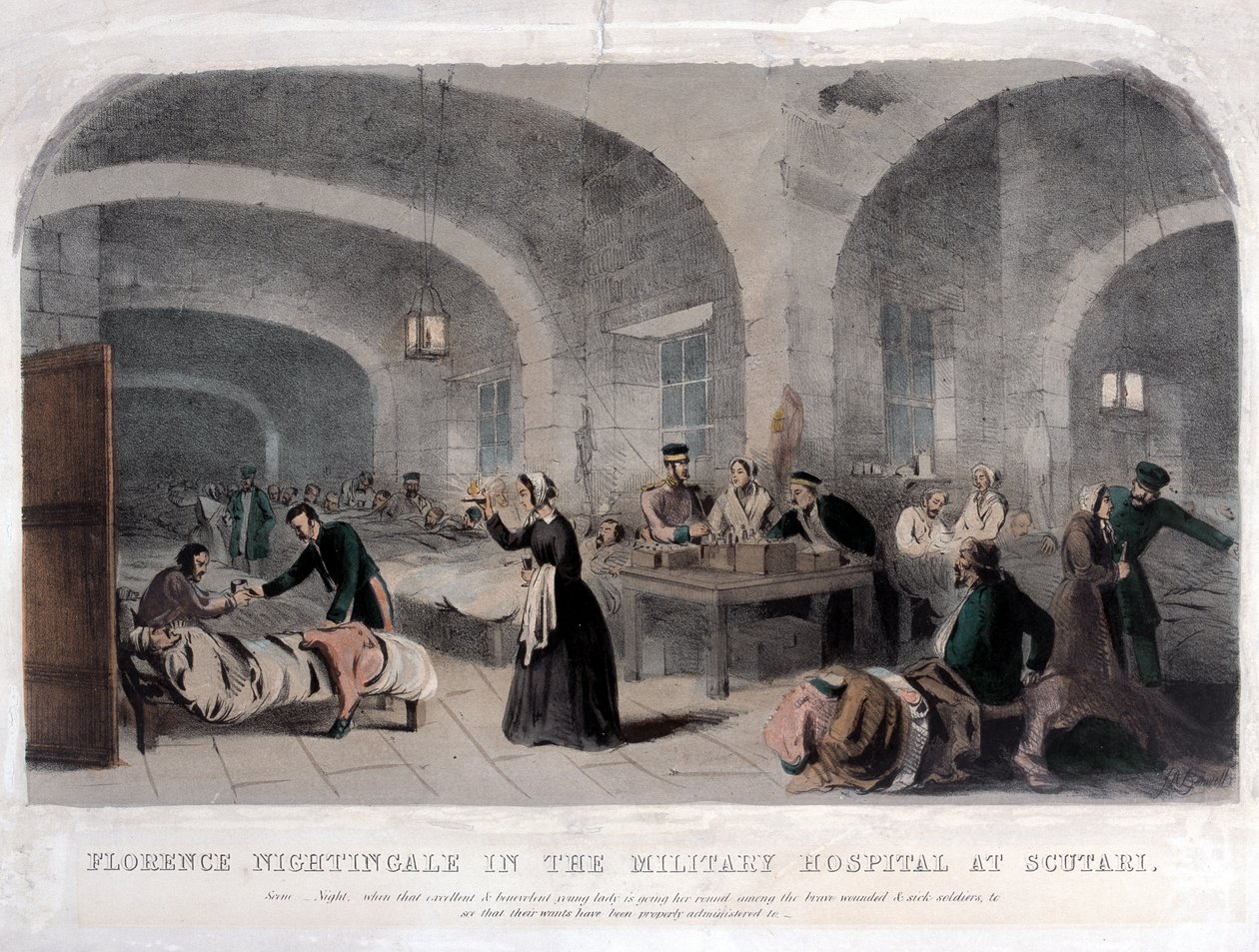 Florence Nightingale in the Military Hospital at Scutari during the Crimean War, 1856 by Joseph Austin Benwell