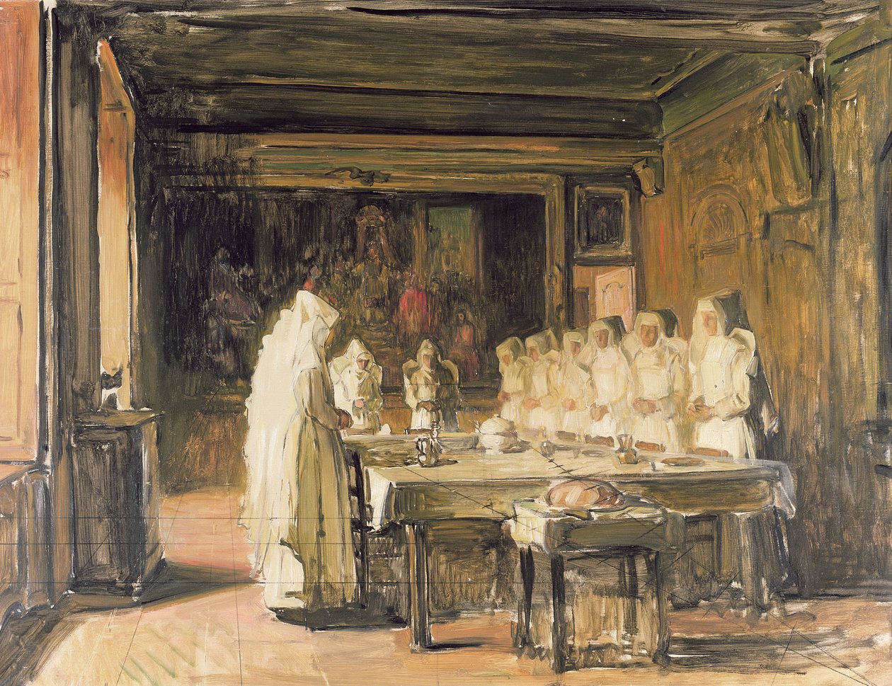The Sisters of the Hospice de Beaune Saying Grace, Late 19th Century by Joseph Bail