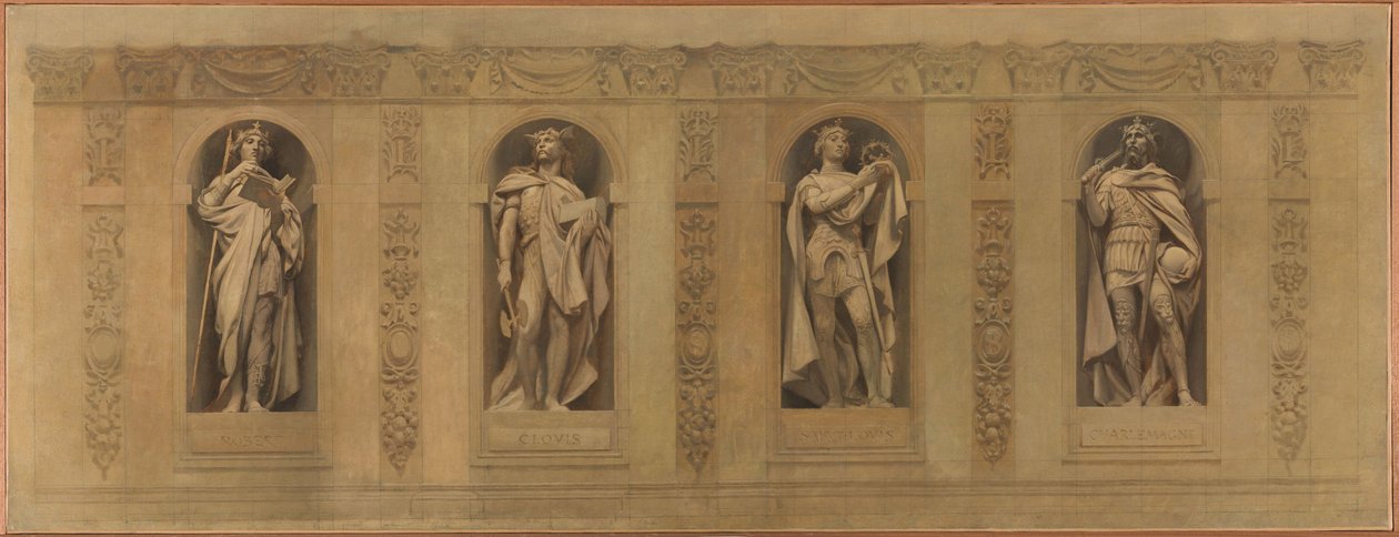 Sketch for the Saint-Paul-Saint-Louis Church: Robert the Pious. Clovis. Saint Louis. Charlemagne by Joseph Blanc