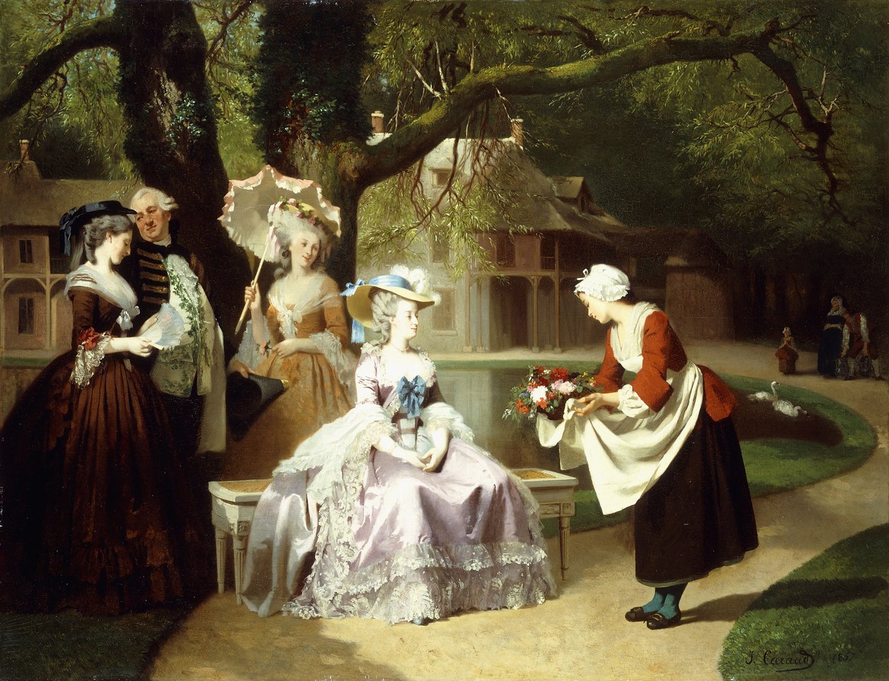 Marie Antoinette and Louis XVI in the Tuileries Garden with Madame Lambale by Joseph Caraud