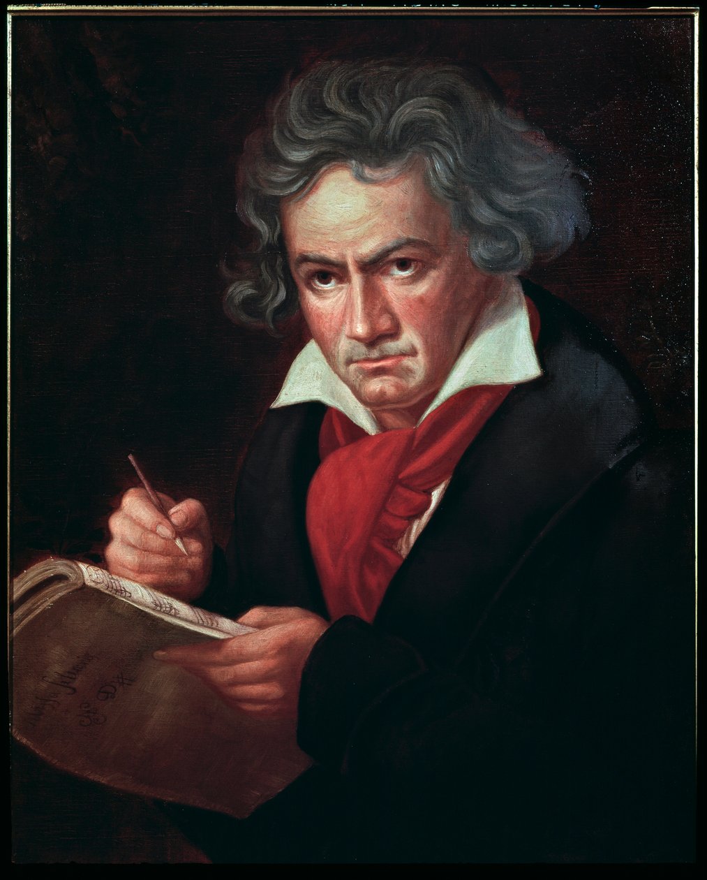Portrait of Ludwig van Beethoven (1770-1827), German musician, composing the Missa solemnis by Joseph Carl Stieler