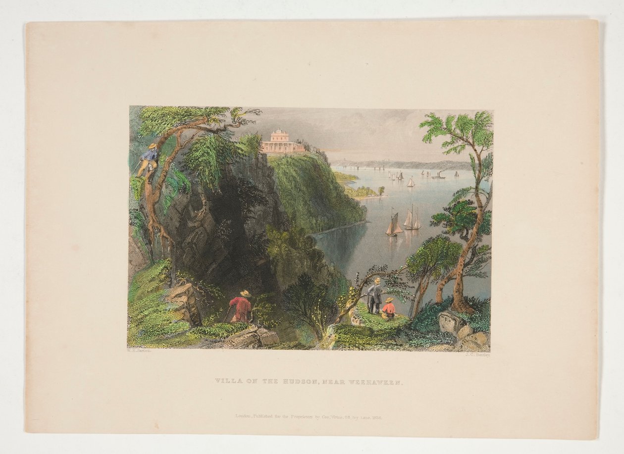 Villa on the Hudson, Near Weehawken, Illustration for Nathaniel Parker Willis by Joseph Clayton Bentley