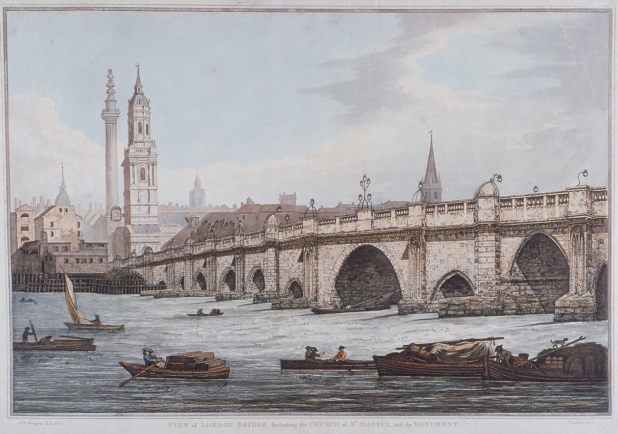 London Bridge Old, London, 1790 by Joseph Constantine Stadler