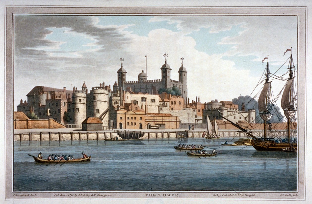 South View of the Tower of London with Boats on the River Thames, 1795 by Joseph Constantine Stadler