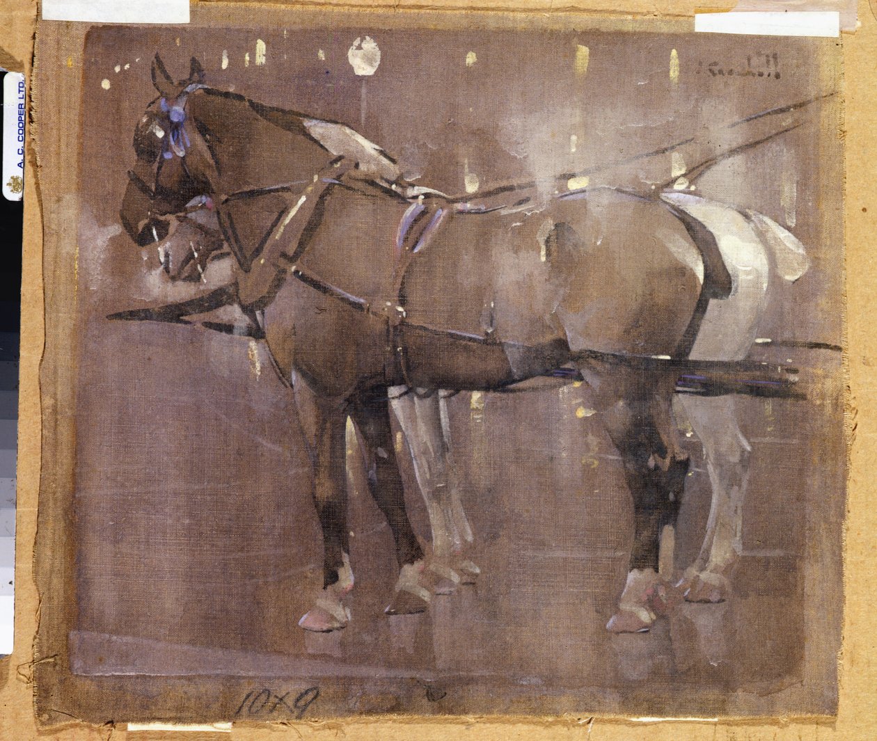 Cab Horses by Gaslight by Joseph Crawhall