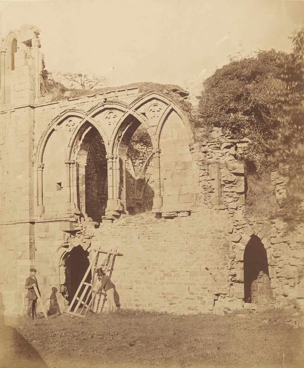 Easby Abbey. The Refectory, 1850s by Joseph Cundall