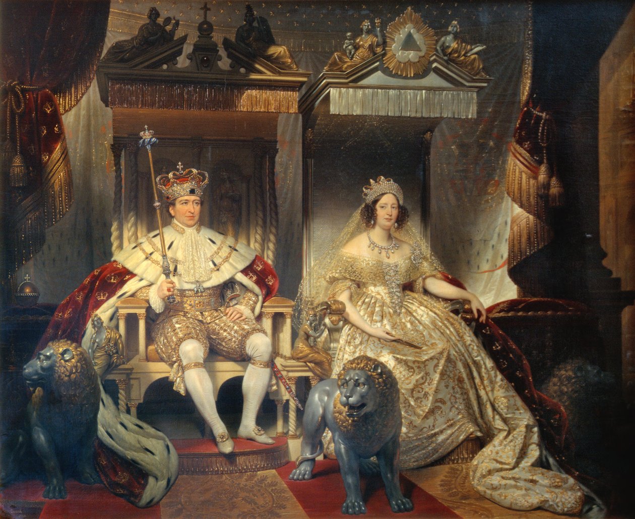 Christian VIII (1786-1848) and Queen Caroline Amalie (1796-1881) in Coronation Robes by Joseph Desire Court