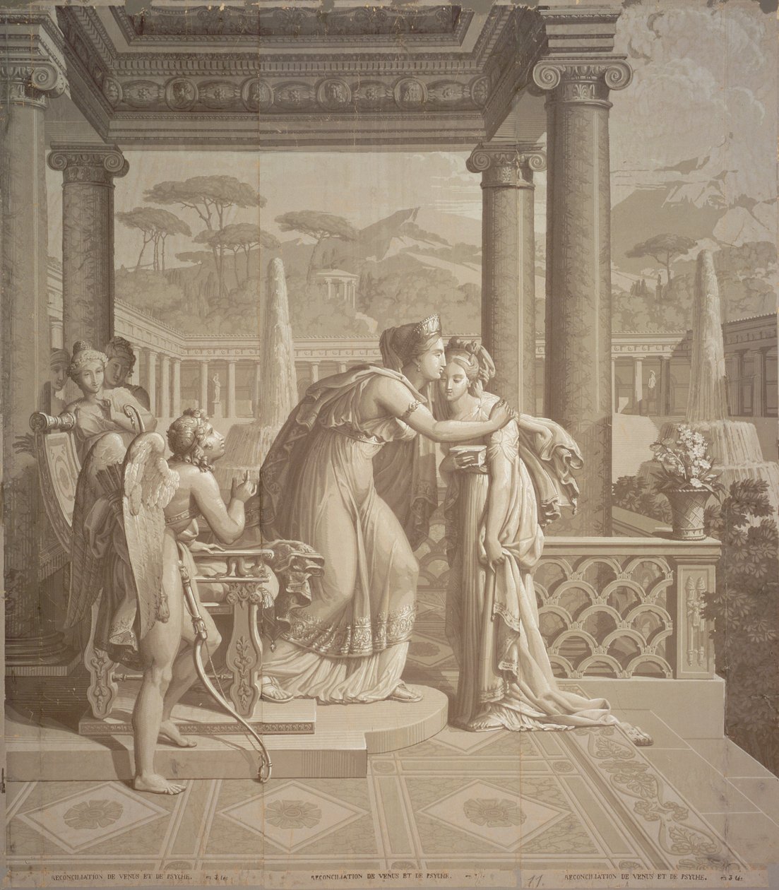Wallpaper Design with Cupid and Psyche, 1815 by Joseph Dufour