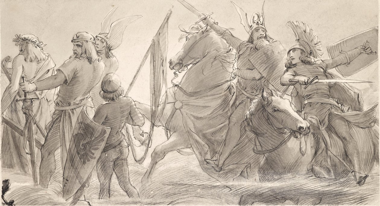 Germans Marching into Battle by Joseph Eugen Hörwarter