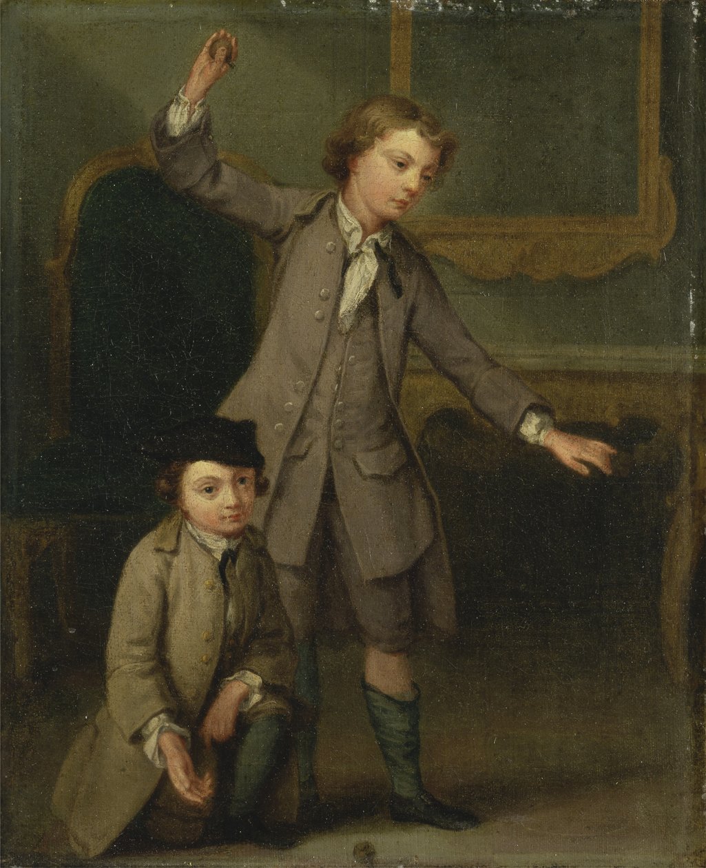 Two Boys of the Nollekens Family, Probably Joseph and John Joseph, Playing at Tops by Joseph Francis Nollekens