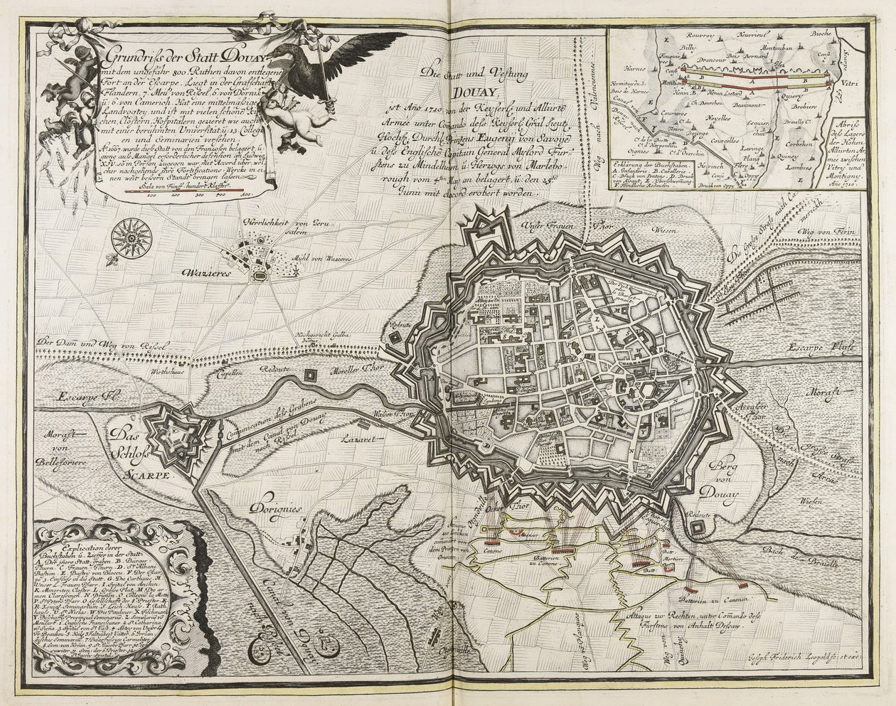 Plan of the City of Douay with the Fort about 800 Rods Away on the Escarpe, Located in the County of Flanders, 7 Miles from Lille, 6 from Tournai and 6 from Cambrai, with Many Beautiful Churches by Joseph Friedrich Leopold
