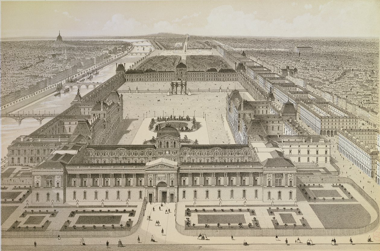 View of the Louvre and the Tuileries, c.1850 by Joseph Gabriel Aubrun