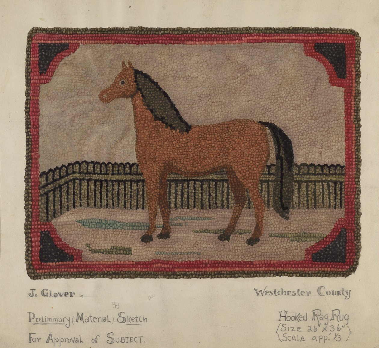 Hooked Rug with Horse by Joseph Glover
