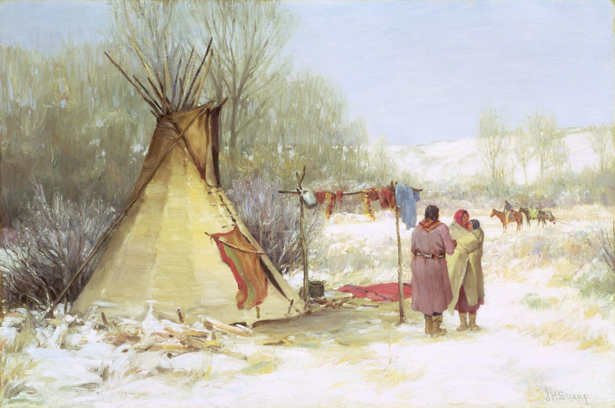 Indians Returning to a Winter Camp by Joseph Henry Sharp
